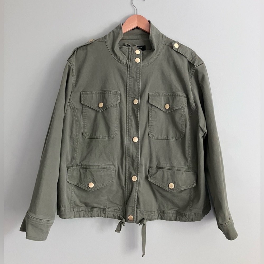 TALBOTS Cropped Field Military Green Utility Jacket Size 1X